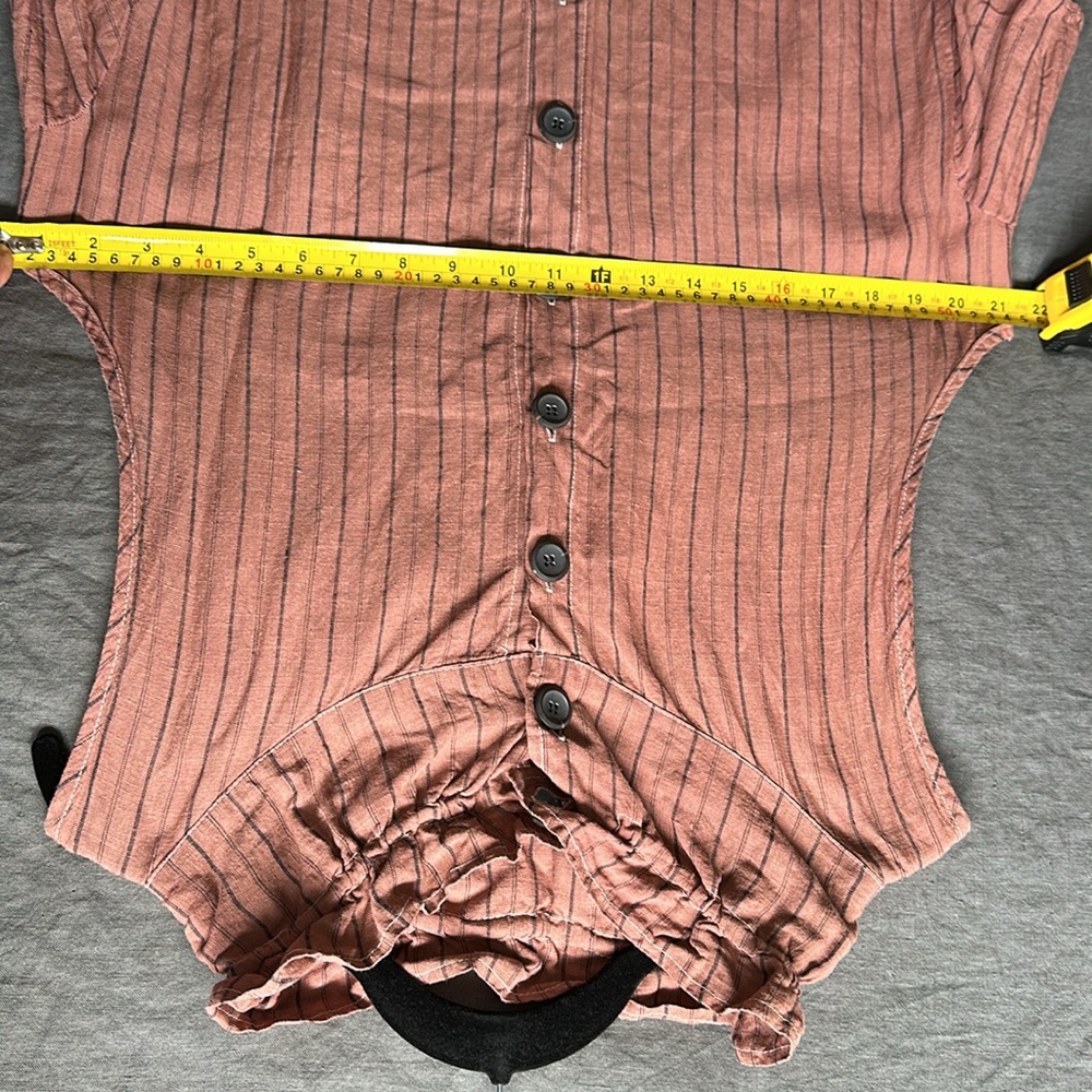 XL Lagenlook dress from a boutique in Seoul Korea. Dusty pink/tan w pinstripes - Picture 8 of 16